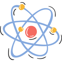 Atom with nucleus and electrons on orbits